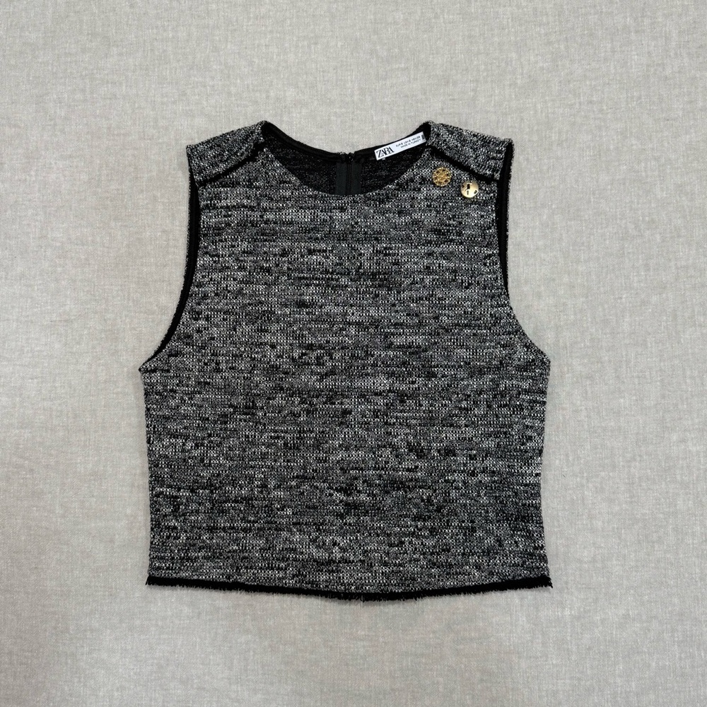 Zara Black and Gray Crop Top